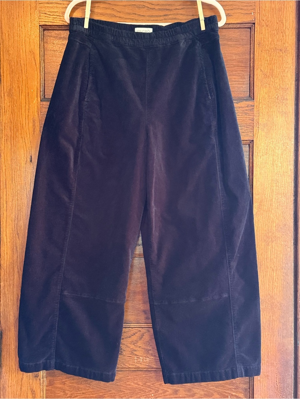 NWT PILCRO Izzie Relaxed Pull On Barrel Trousers Corduroy Navy High Waisted M - Picture 3 of 11